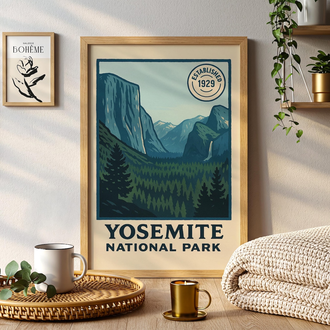 Yosemite National Park Giclée Print, Scenic Mountain Landscape Art