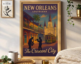New Orleans Louisiana Travel Poster Painting French Quarter Wall Art