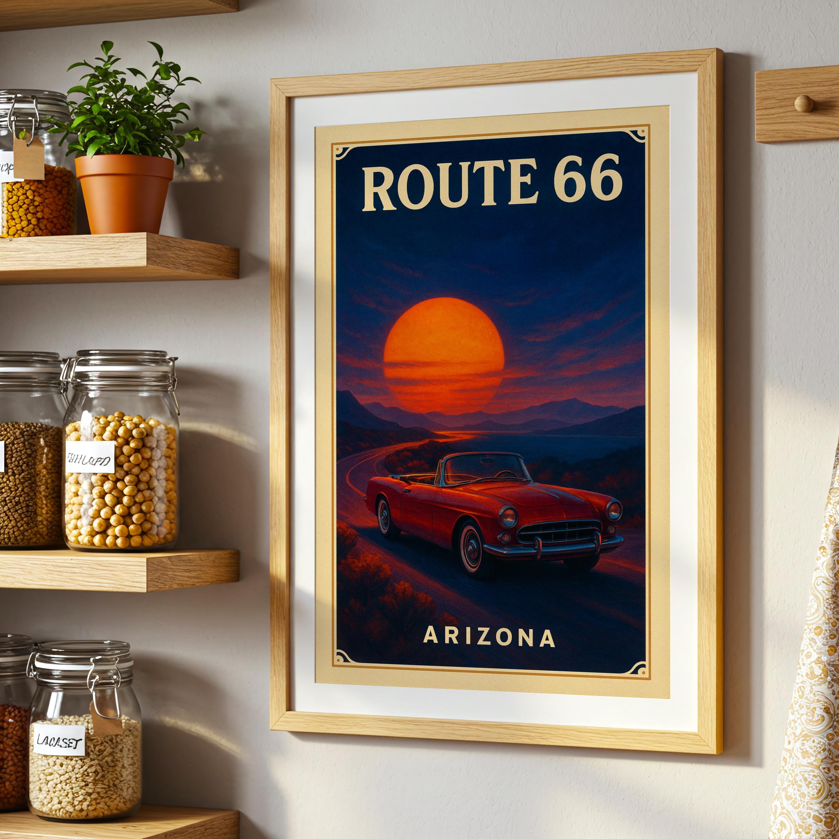 Route 66 Arizona Vintage Sunset Road Trip Poster - Etsy