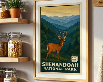 Shenandoah National Park Poster, Vintage Blue Ridge Mountain Print