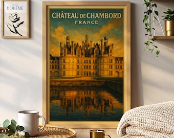 Château de Chambord France Vintage Travel Poster