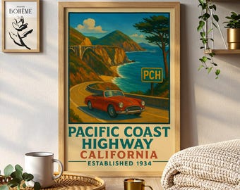 Pacific Coast Highway Print | California Coastal Travel Art - Etsy