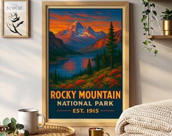 Rocky Mountain National Park Poster, Colorado Landscape Art Print