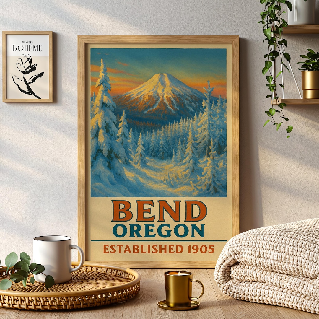 Central Oregon Three Sisters Poster, Pacific Northwest Travel Decor - Etsy