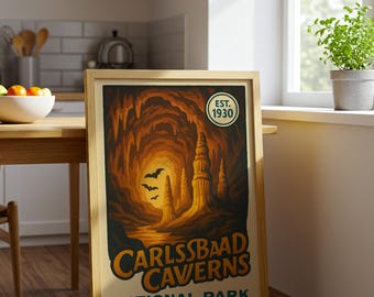 Carlsbad Caverns National Park Poster, Vintage Cave Art Print