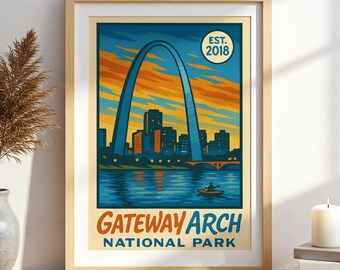 Gateway Arch National Park Print: Vintage St Louis Skyline Poster