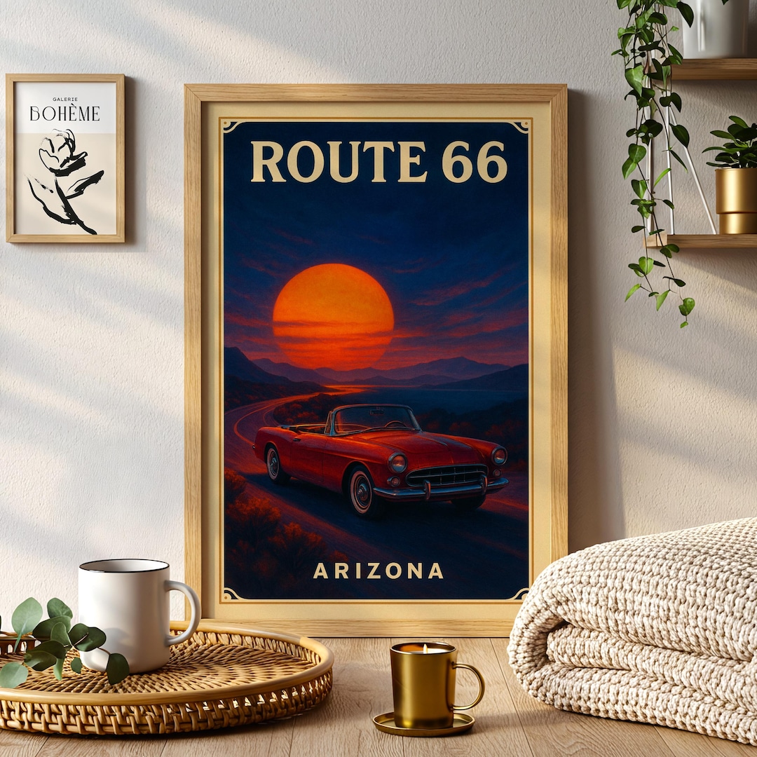 Route 66 Arizona Vintage Sunset Road Trip Poster - Etsy