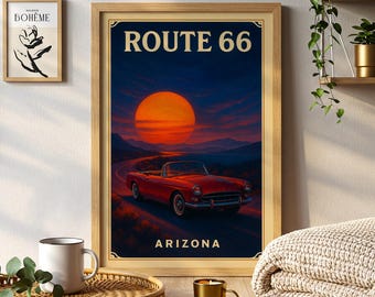 Route 66 Arizona Vintage Sunset Road Trip Poster - Etsy