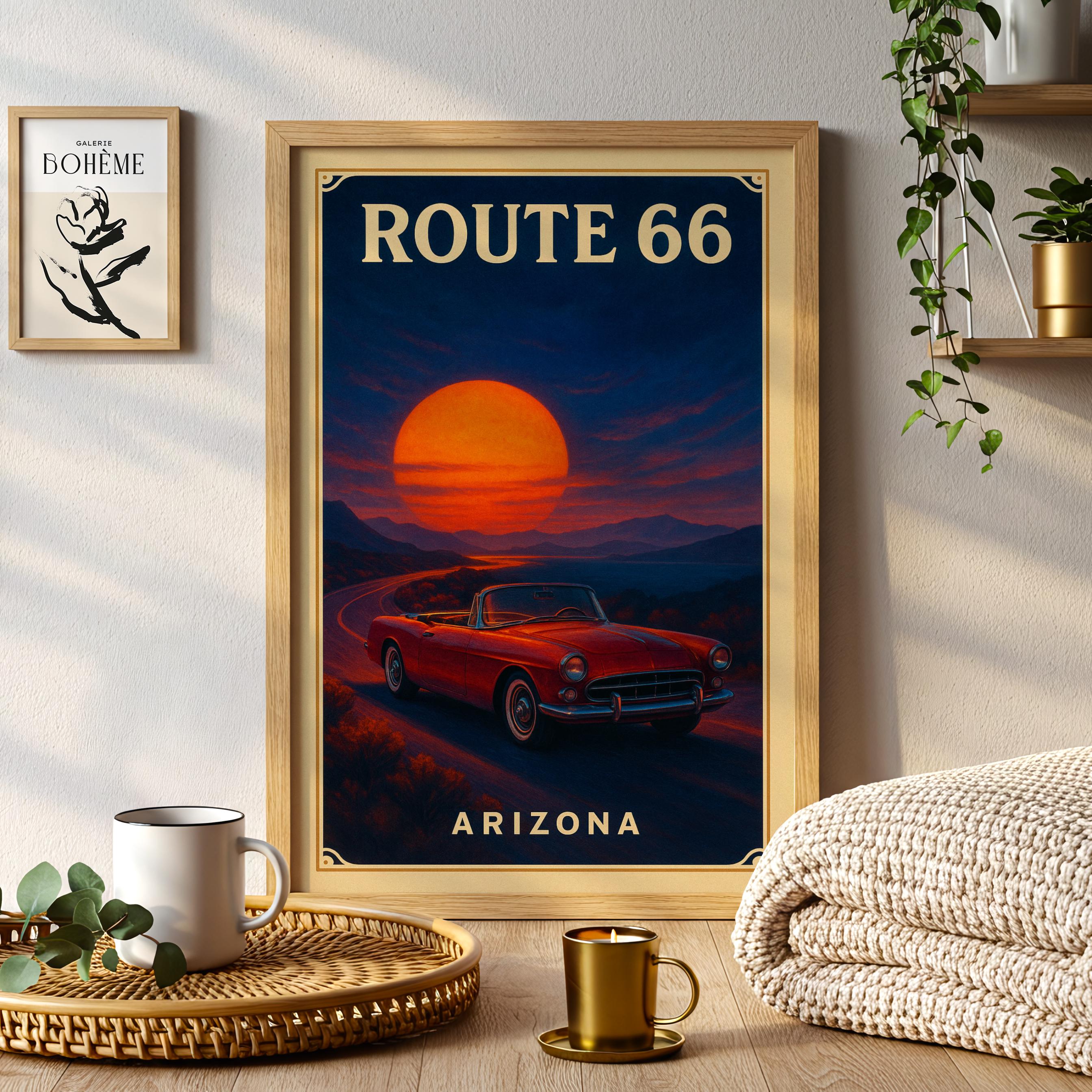 Route 66 Arizona Vintage Sunset Road Trip Poster - Etsy