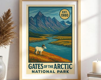 Gates of the Arctic National Park Vintage Travel Poster