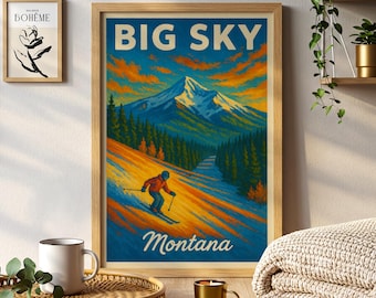 Big Sky Montana Reise Poster Anstrich Alpine Gebirgswand-Kunst