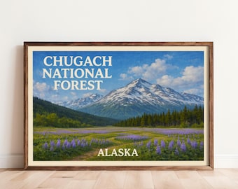 Chugach National Forest Alaska Poster Mountain Wildflower Landscape Wall Art