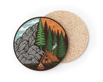 Sous-verres rustiques, Cadeaux pour les amoureux de la nature, Décoration de cabane, Accessoires de table basse, Sous-verres à thème extérieur, Articles pour les amateurs de camping