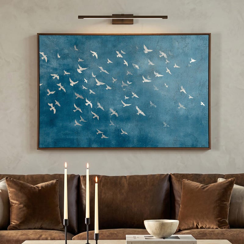 Abstract Blue Birds Art - Etsy