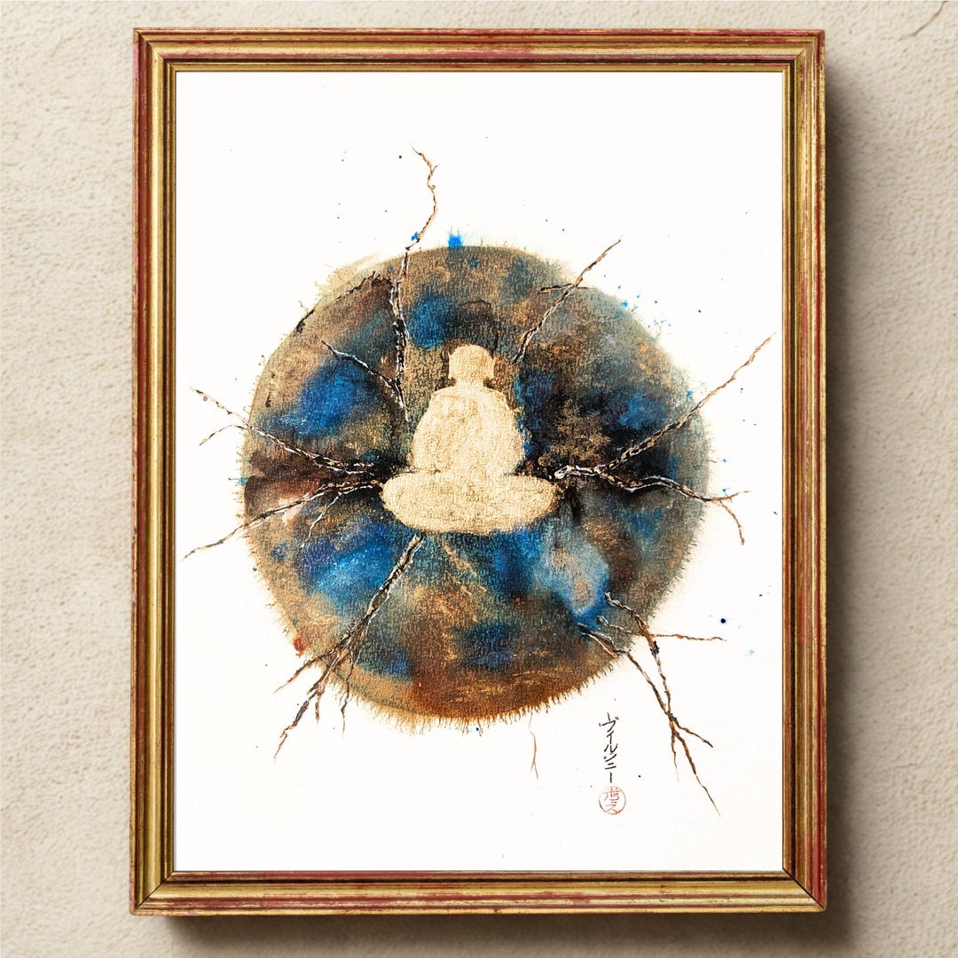 Abstract Ink Enso Monk Painting – Original Zen Wall Art, Japanese ...