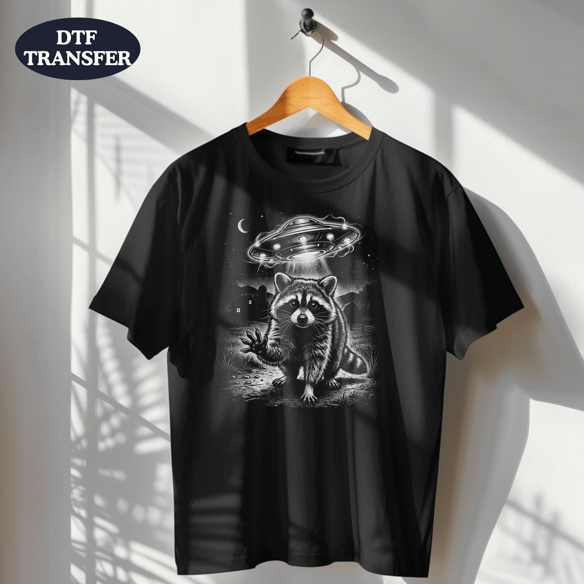 Alien Abduction Raccoon DTF Transfer, Funny UFO Retro Iron on Design - Etsy