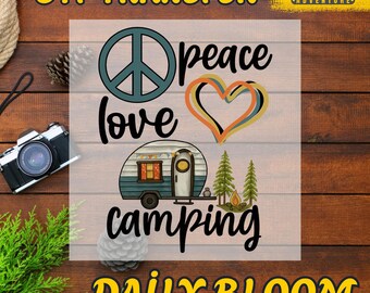 Peace Love Camp DTF Transfer: Retro Vanlife Heat Press Design