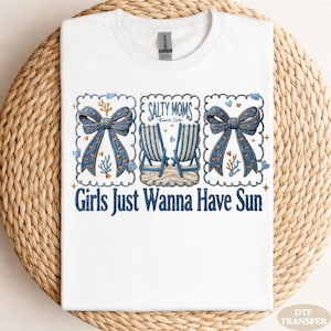 Salty Moms Beach Club DTF Transfer, Faux Effect Bows, Girls Sun Iron On