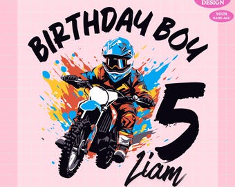 Custom Birthday Boy DTF Transfer, Motocross Birthday Iron On