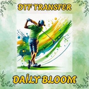 Colorful Golfer Swing DTF Transfer, Dynamic Golf Sports Heat Press Design For Shirts, Vibrant Athletic Golf Game Graphic, Ready to Press