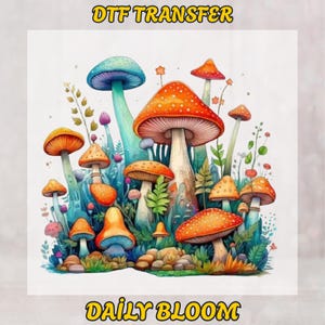 Whimsical Mushroom DTF Transfer: Cottagecore Forest Fungi Heat Press