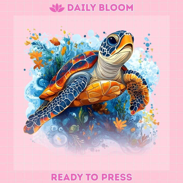 Sea Turtle DTF Transfer: Vibrant Summer Ocean Art (Ready to Press)