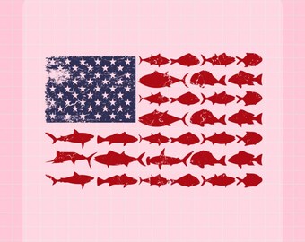 American Flag Fish DTF Transfer: Ready to Press Outdoor Apparel Graphic