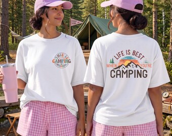 Camping Adventure DTF Transfer: Mountain Sunset, Nature Lover Apparel Graphic