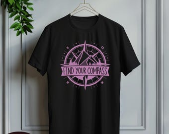 Find Your Compass DTF Transfer: Mountains, Trees, Adventure Design (Ready to Press)