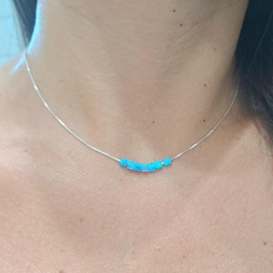 Jewelry chain silver 925 opal rhodium-plated wedding engagement gift best friend set possible opal necklace filigree minimalist