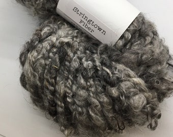 Handspun Mohair Yarn, 14.5 oz, 42 yards, 2-ply, Super Bulky Weight, All Natural, Undyed, Gray, Black, Soft, Rustic, Textured, Weave, Knit