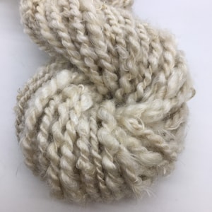 Handspun Mohair Yarn, All Natural, Undyed, White, 8 oz, 45 yards, 2-ply, Super Bulky Weight, Soft, Rustic, Textured, Weaving, Knitting image 1