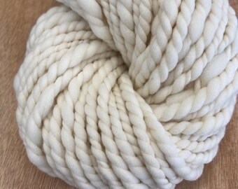 Bulky Handspun Merino Yarn, 8.5 oz, 50 yards, Natural White, Super Bulky, Super Soft, American Raised Wool, French Merino, Rambouillet