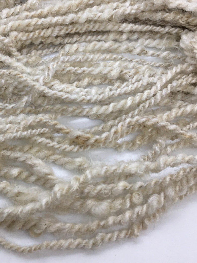 Handspun Mohair Yarn, All Natural, Undyed, White, 8 oz, 45 yards, 2-ply, Super Bulky Weight, Soft, Rustic, Textured, Weaving, Knitting image 4