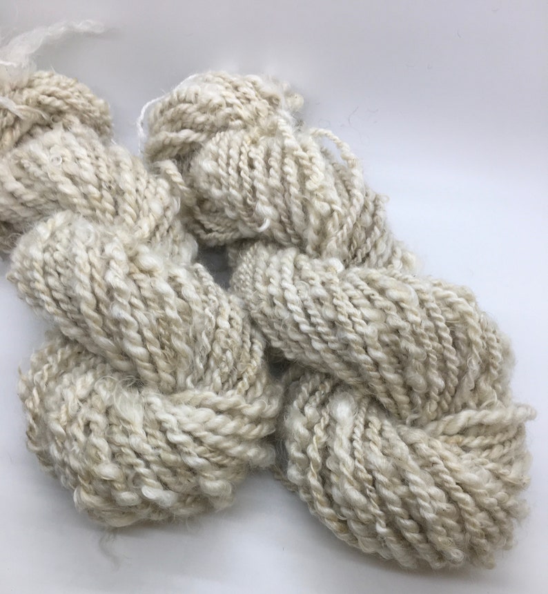 Handspun Mohair Yarn, All Natural, Undyed, White, 8 oz, 45 yards, 2-ply, Super Bulky Weight, Soft, Rustic, Textured, Weaving, Knitting image 6