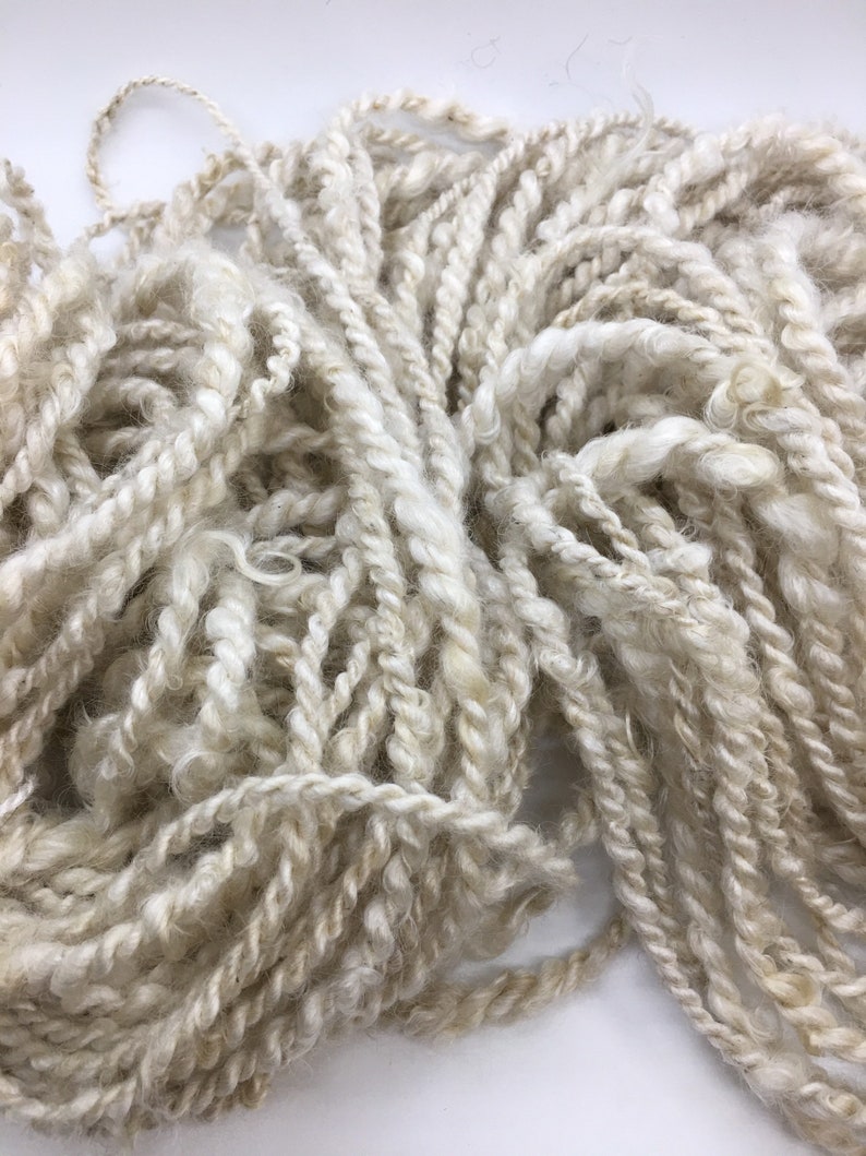 Handspun Mohair Yarn, All Natural, Undyed, White, 8 oz, 45 yards, 2-ply, Super Bulky Weight, Soft, Rustic, Textured, Weaving, Knitting image 2