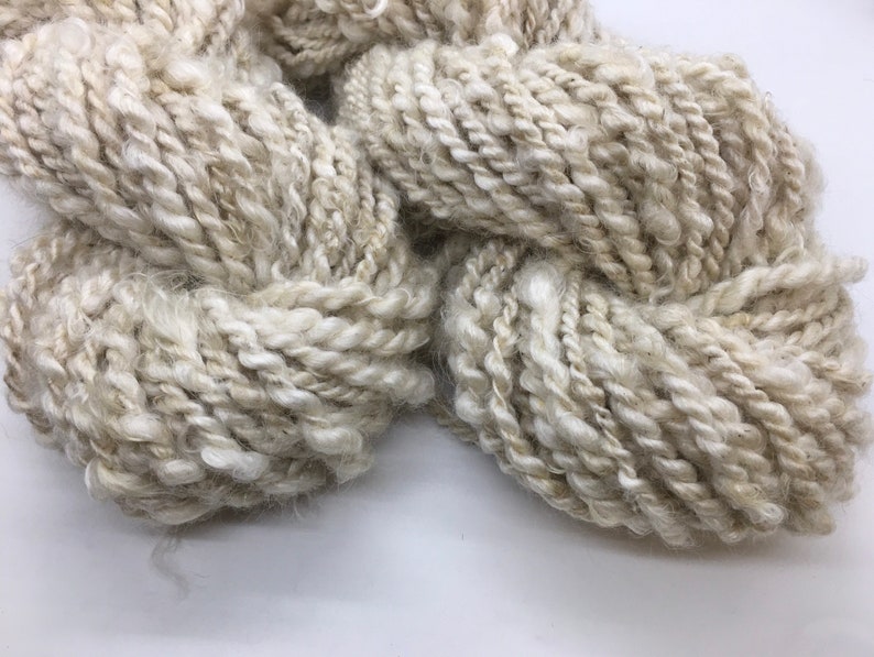 Handspun Mohair Yarn, All Natural, Undyed, White, 8 oz, 45 yards, 2-ply, Super Bulky Weight, Soft, Rustic, Textured, Weaving, Knitting image 7