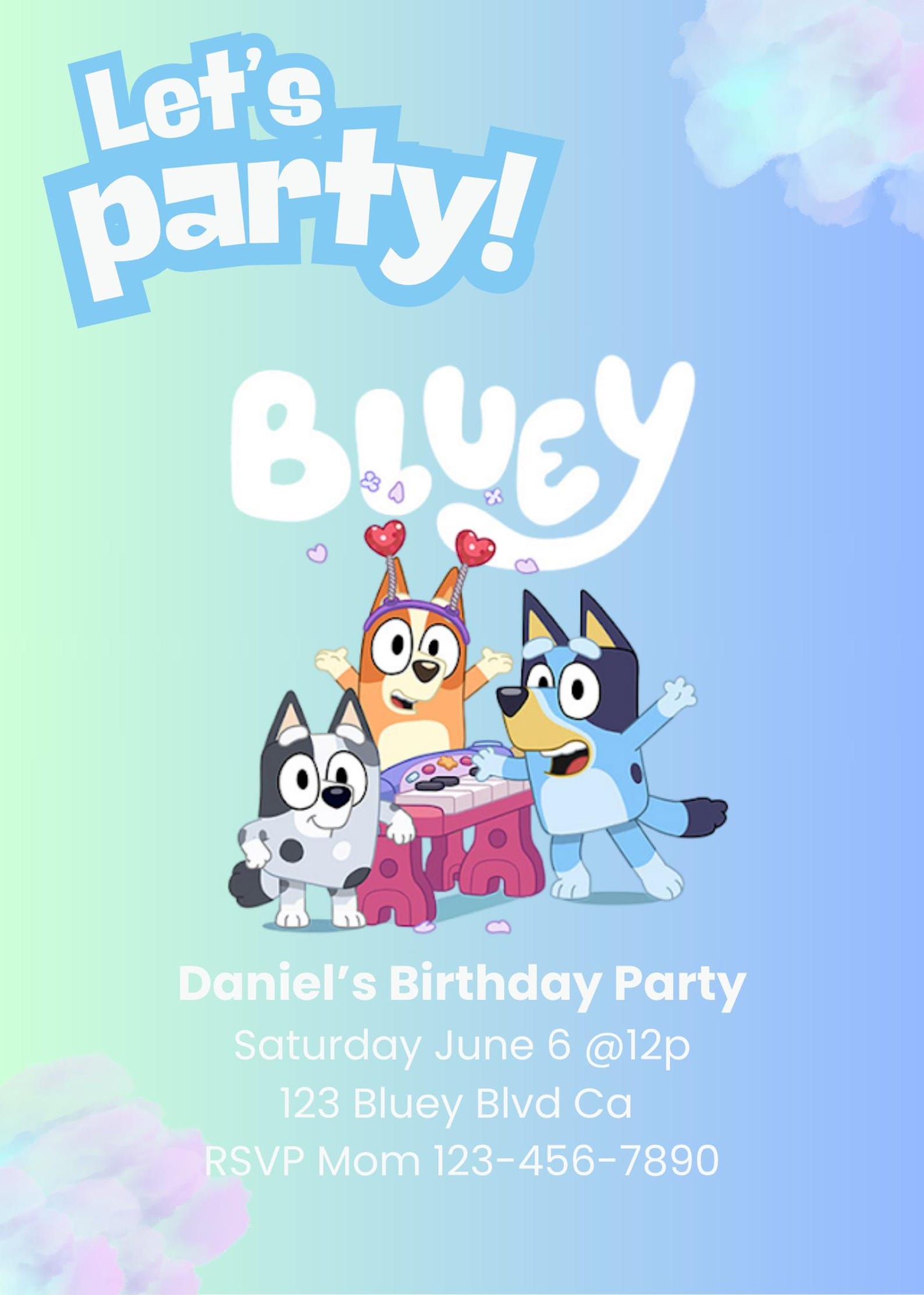 Editable Bluey Birthday Invitation Template | Printable Bluey Party ...