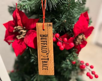 Buffalo Trace Kentucky Bourbon Whiskey Barrel Stave Christmas Ornaments Gift for Bourbon Lover Unique Bourbon Gift Bourbon Gift Baskets