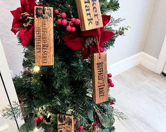 Set of 4- Bourbon Barrel Stave Ornaments Kentucky Bourbon Gift
