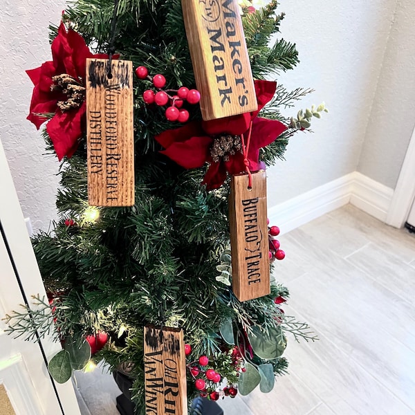Set of 4- Bourbon Barrel Stave Ornaments Kentucky Bourbon Gift