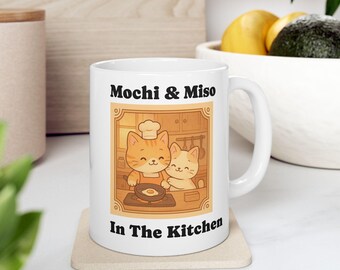 Mochi & Miso Cooking Mug, Cute Cat Lovers Coffee Mug, Feline Friends Gift, Purrfect for Cat Lovers, Adorable Mug for Every Occasion