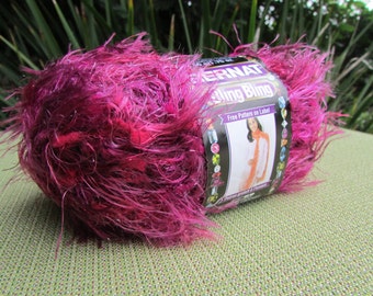 2 skeins Bernat Bling Bling Yarn in Cabaret Crimson Dark Pink Fuchsia