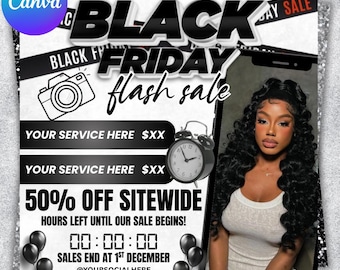 Folleto de Black Friday, folleto de ofertas de Pink Friday, plantilla editable de Canva, folleto de ofertas de Black Friday, historias de Instagram para folletos de Black Friday