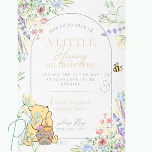 A little Hunny is on the way Invitation | Custom Shower Invite | Digital Baby Shower Invitation | Winnie the Pooh Themed Invitation