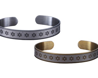 Star of David Holy spiritual Magen gift Bracelet Stainless Wrist cuff Jewish