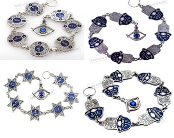 7 Home Blessings Evil Eye Protection Lucky Silver plated Judaica Wall Hanging Luck, Success, Life, Love, Peace, Health, Luck and Happiness