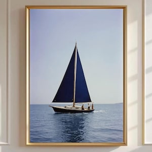 Minimalist Sailboat Art Print: Coastal Beach House Decor (Digital Download