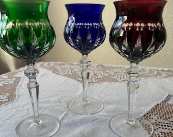 Nachtmann Marilin – Set aus 3 großen Vintage-Kristallweingläsern, Kobaltblau, Deutschland, 1970er Jahre