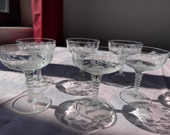 Vintage-Champagnergläser aus Kristall, 6er-Set